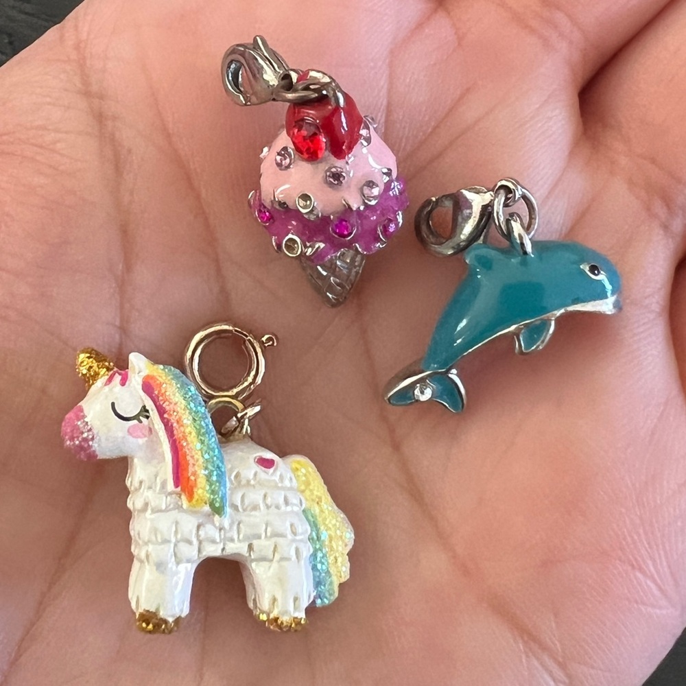 Boutique High Quality Unicorn, Ice Cream, and Dolphin Charms - 3 Pc. - Picture 4 of 8